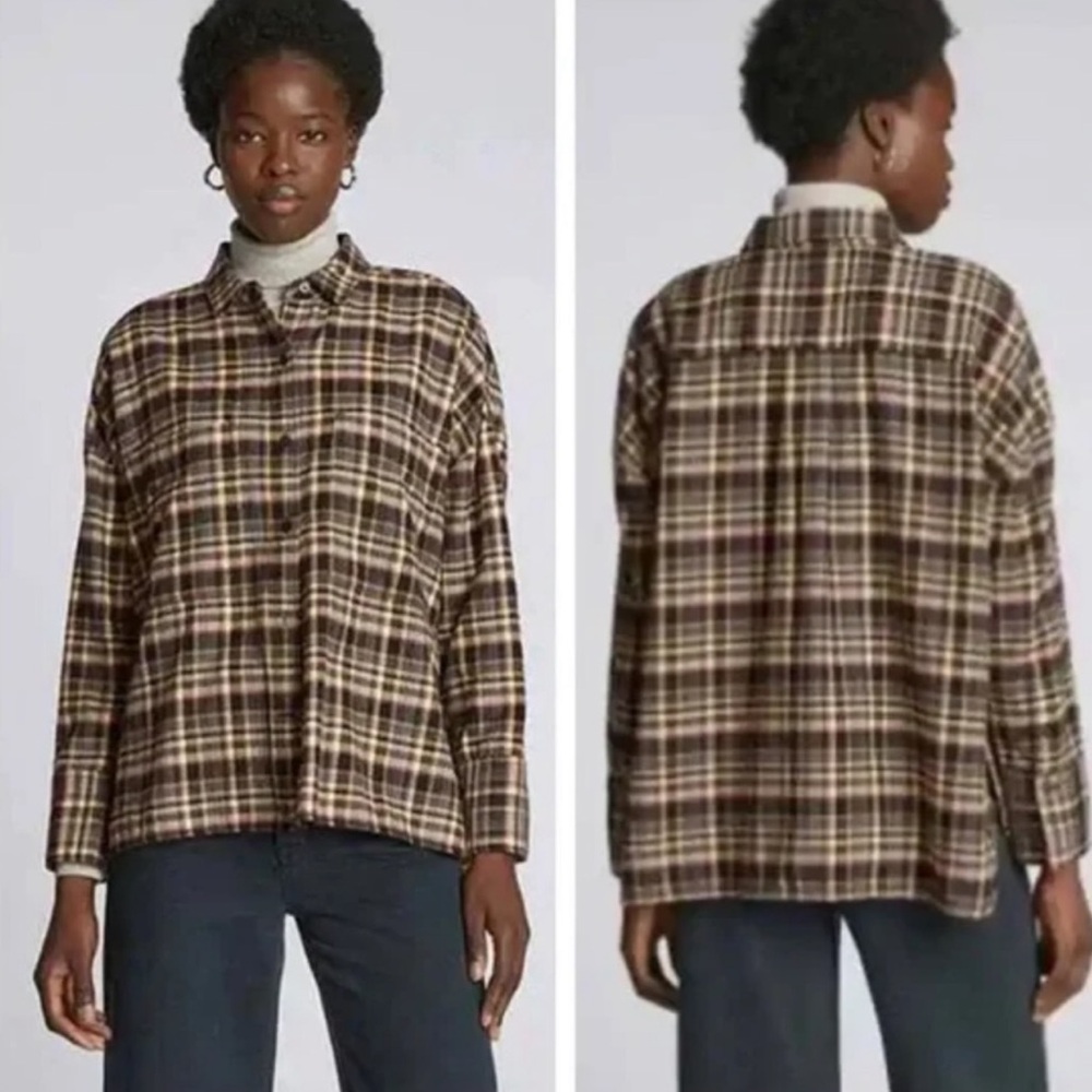NWT Everlane Plaid Boxy Flannel Shirt